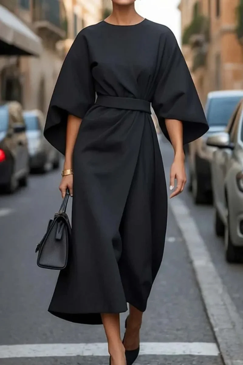 Elara™ | Chic Satin-Waist Evening Dress
