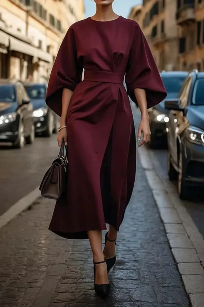 Elara™ | Chic Satin-Waist Evening Dress