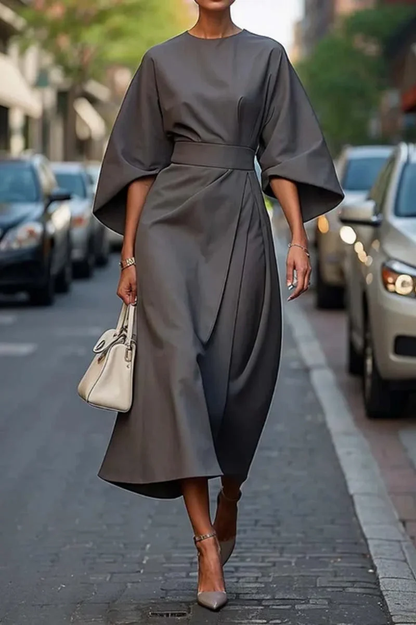 Elara™ | Chic Satin-Waist Evening Dress